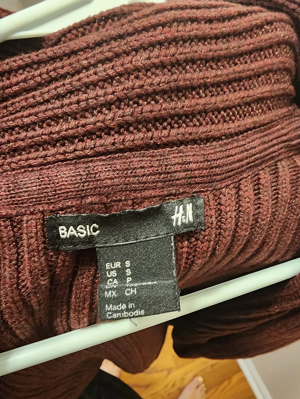 H&M Open-Front Ribbed Cardigan Sweater - Burgundy